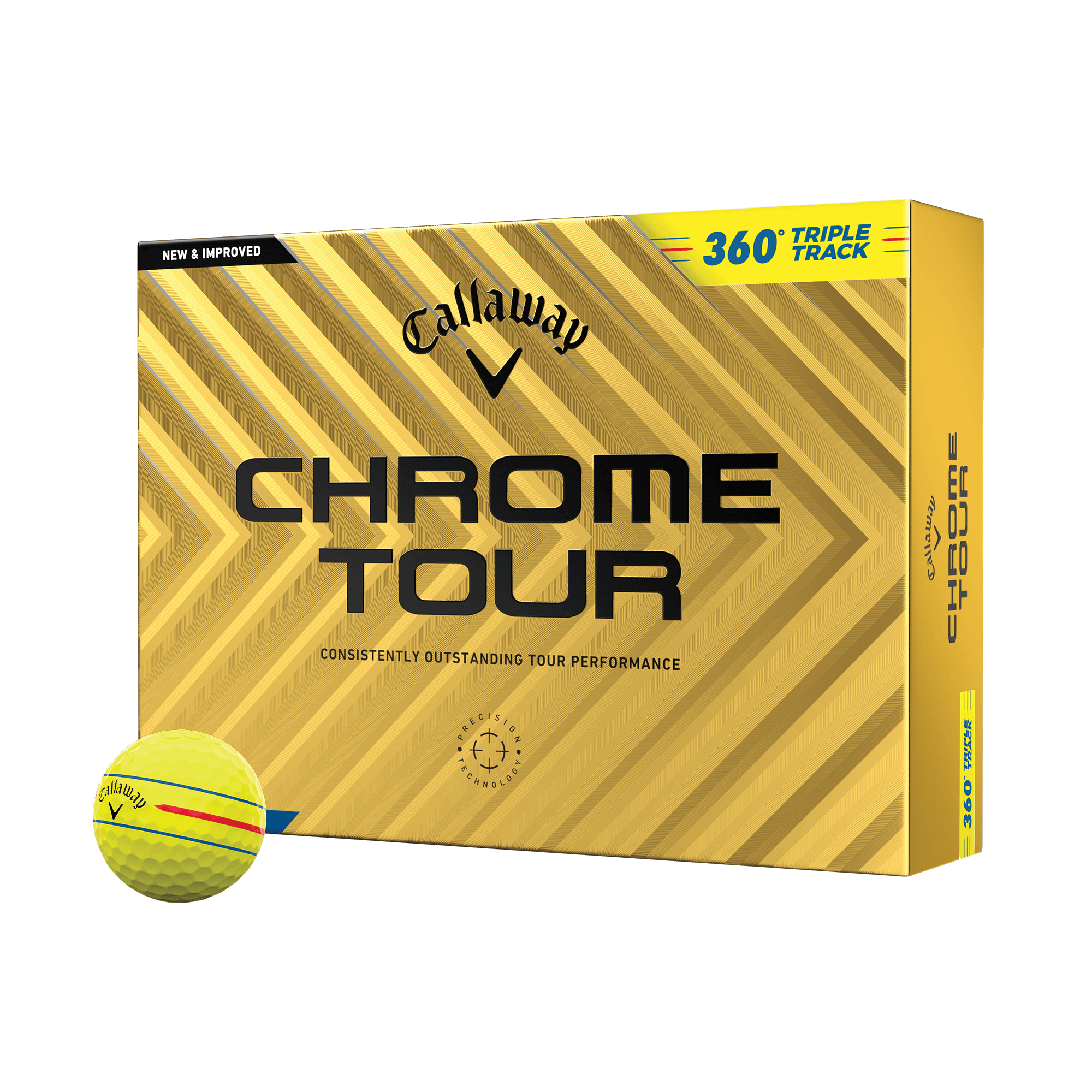 Chrome Tour 360 Triple Track Yellow Golf Balls