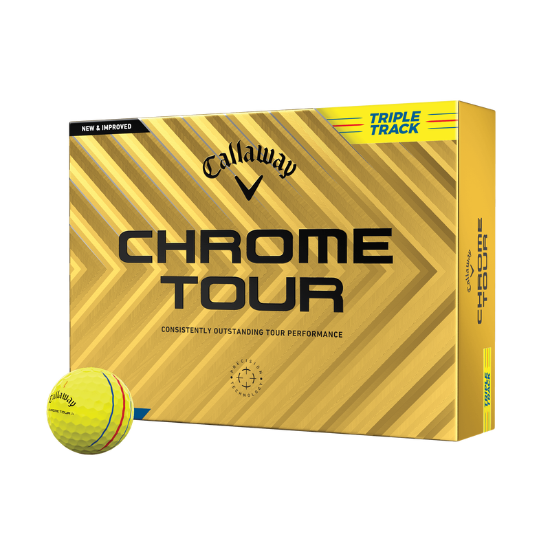 Chrome Tour Triple Track Yellow '24 Golf Balls - View 1